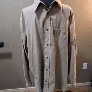 WEATHERPROOF Micro-Houndstooth Button-Down Microfiber Shirt - Tan - Size XL